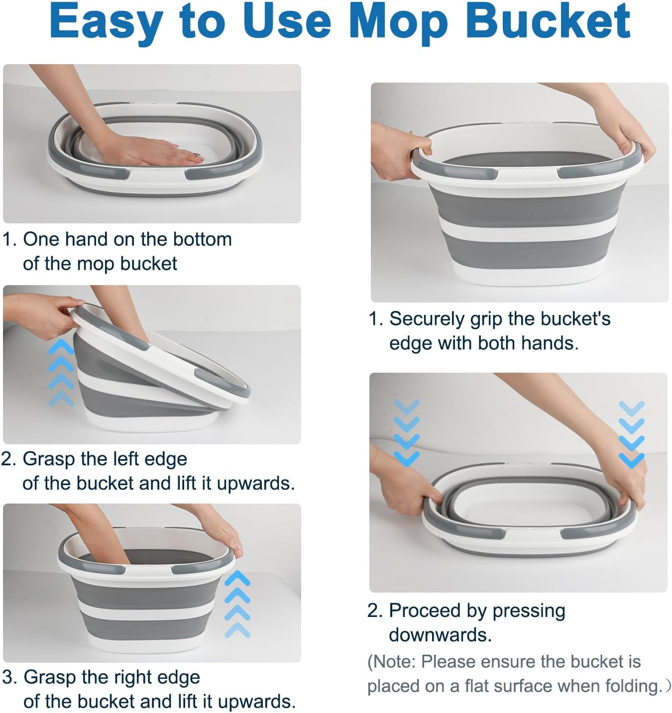 Collapsible Bucket for Cleaning, 4.2 Gallons Mop Bucket with Handle for Floor Window Car Washing, Silicone Ice Buckets for Parties Camping Fishing Beach, RV Laundry Storage Household Cleaning Supplies