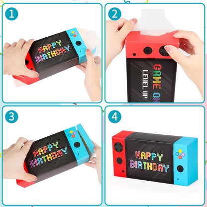 Video Game Party Decorations 16 Pack Video Game Party Favor Boxes Happy Birthday Game Paper Party Boxes for Kids Boys 8-12 Video Game Birthday Party Decorations Supplies Goodie Treat Candy Gift Bags