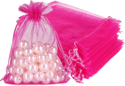 HRX Package 100pcs White Organza Bags, 4x6 inch Mesh Bags Drawstring Gift Bags Jewelry Pouches for Candy Wedding Favors Christmas