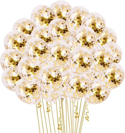 Gold Confetti Balloons, 50 Pcs 12 Inch, Glitter Gold Confetti Party Balloons, Party Decorations, Birthday Wedding Baby Shower Party Balloons Decorations