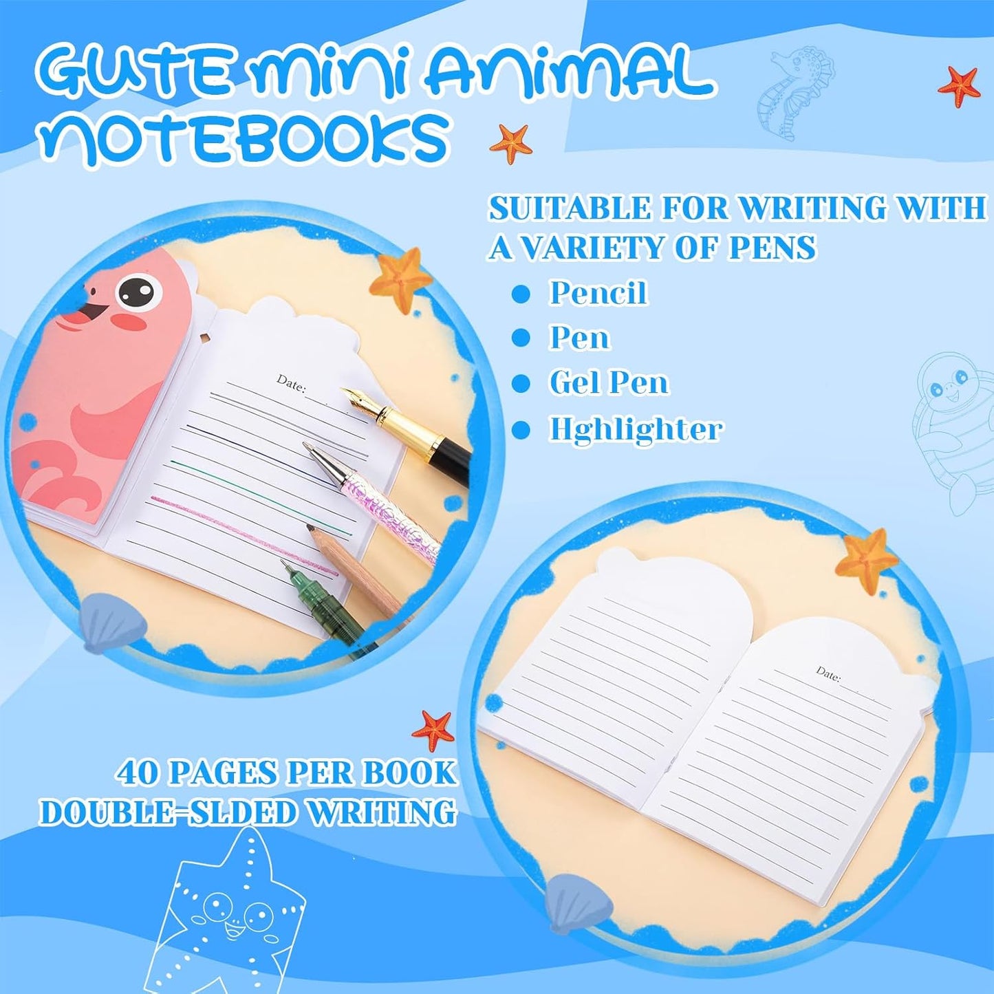 Maxdot 48 Pcs Farm Animals Mini Notebooks Bulk Party Favors Gift Small Cute Pocket Notepads with 20 Sheets, Gifts for Birthday, Back to School Party Classroom Prizes Gift