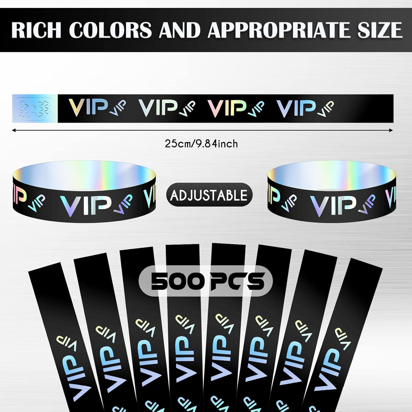 Teling 500 Pack VIP Plastic Wristbands Bracelets Party for Events VIP Custom Wristbands Plastic Bracelets Tear proof Waterproof Wrist Bands Arm Bands for Events Concerts