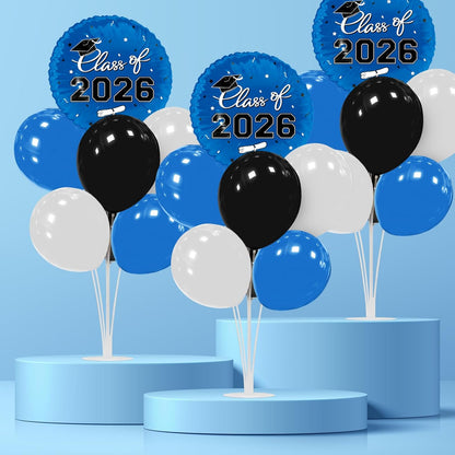 Graduation Decorations - 4 Set Balloon Stands, Class of 2026 Congrats Grad Table Centerpieces for Graduation Party Supplies(Gold& Black)