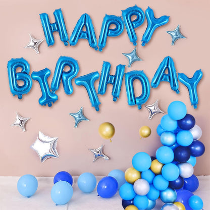 Happy Birthday Balloons Banner, Foil Balloon Personalized Name Letters Balloons Sign Birthday Party Decorations for Women Men Boys Girls Cream