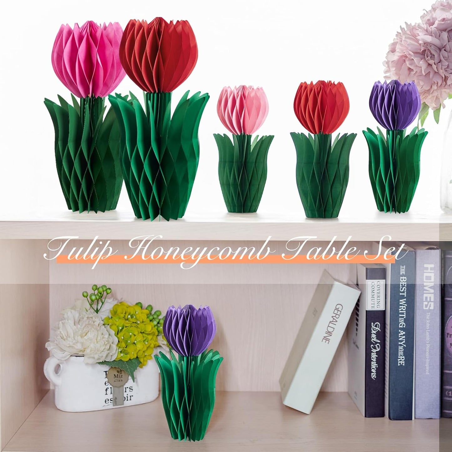 SUNBEAUTY 9PCS Spring Wildflower Party Decorations Wild Flowers Honeycomb Centerpieces for Tables Wildflower Birthday Spring Flower Theme Party Decorations for Garden Baby Shower, Easter, Mothers Day