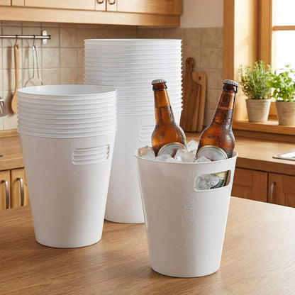 meekoo 32 Pack Gold Ice Buckets for Parties, 3l Plastic Beverage Bucket with Handle, Large Drink Tub Cooler for Champagne, Wine, Beer, and Soda, Beverage Tubs for Wedding, Bar, Table Display
