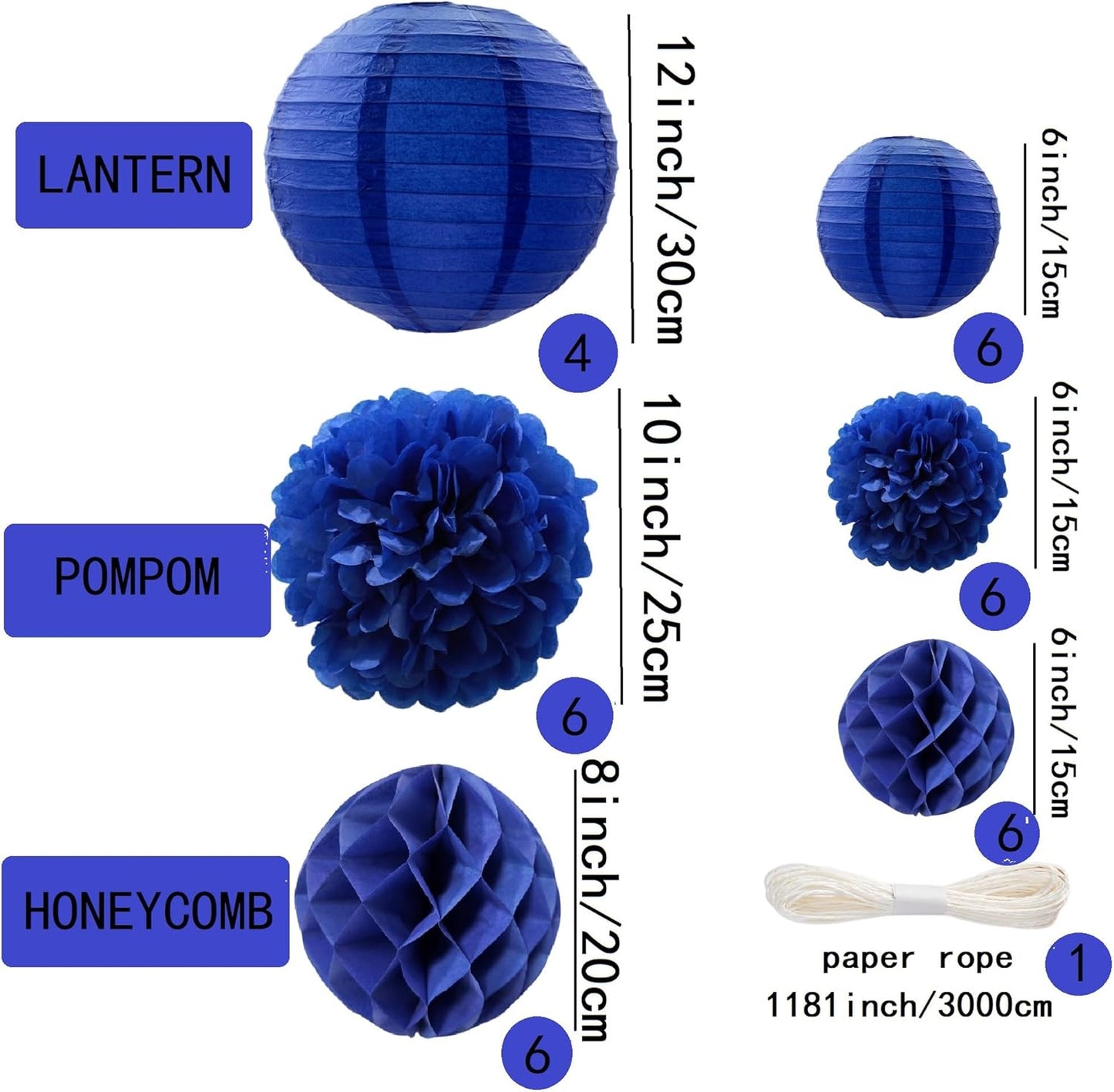 WOLHOWLTD Mermaid Theme Paper Decoration Set - 33 Pcs Paper Lanterns, Pompoms, Honeycomb Decorations for Mermaid Theme, Baby Shower,Wedding Rainbow Birthday Party Home Decoration(Pink Blue Purple)