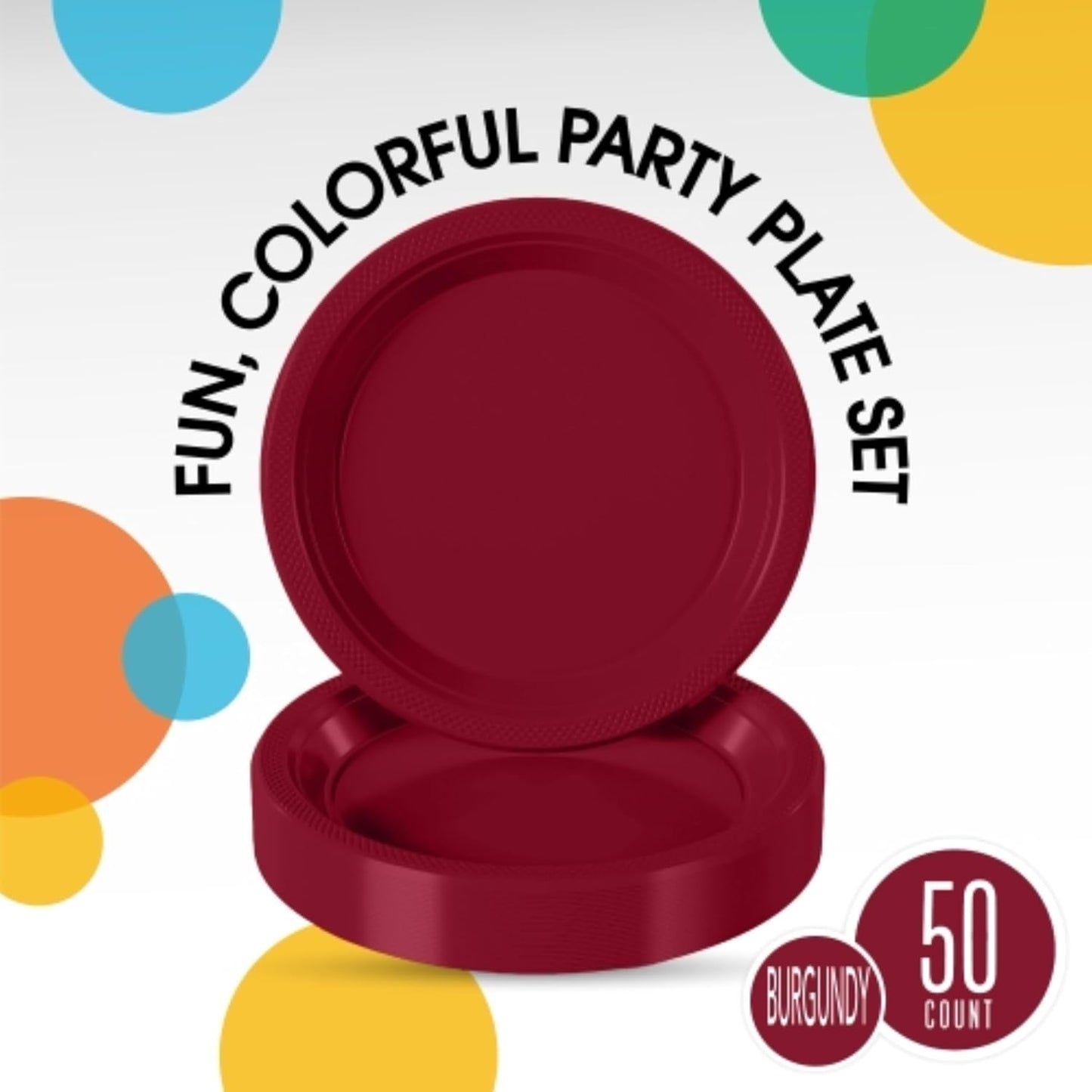 Exquisite Party Solids Red Plastic Plates For Party Supplies 10" Red Disposable Plates Heavy Duty 50 Pcs Plastic Dinnerware Sets Heavy Duty 350 GSM Disposable Dinnerware Set