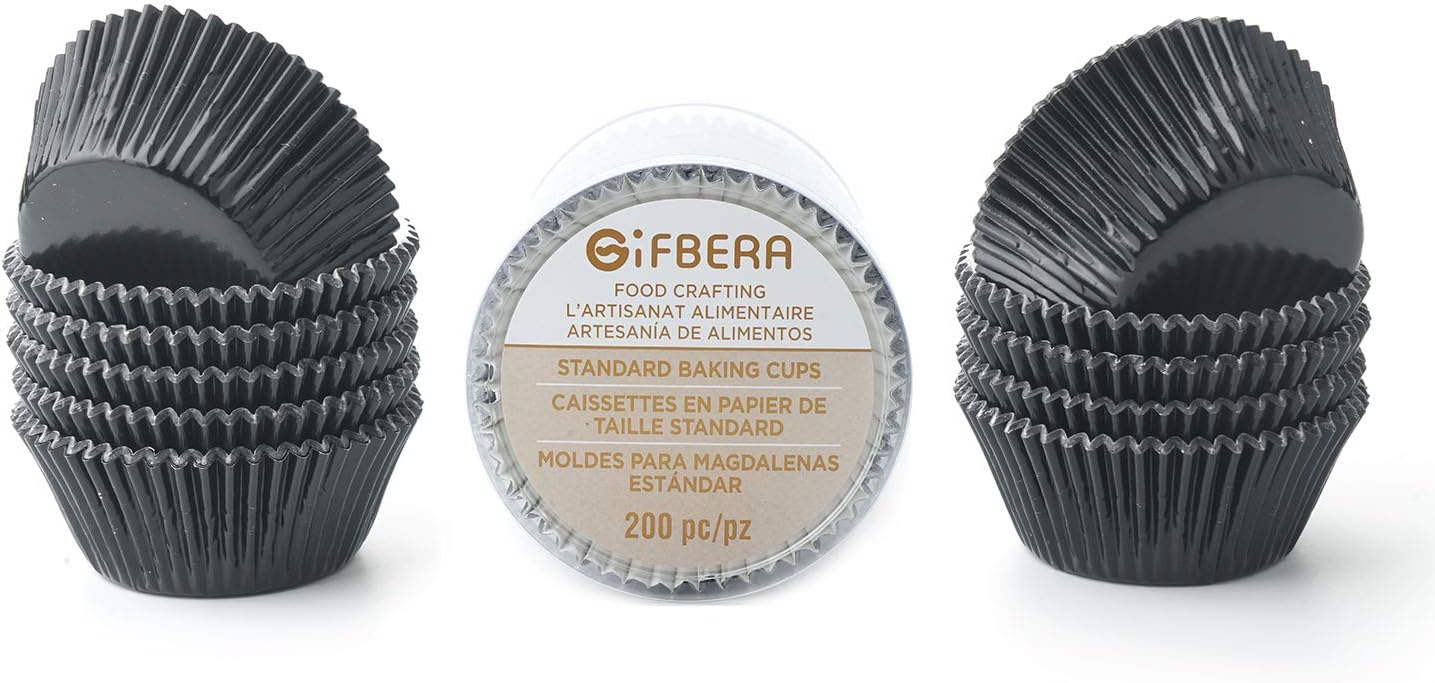 Gifbera White Metallic Foil Cupcake Liners Standard Size Baking Cups, 200-Count