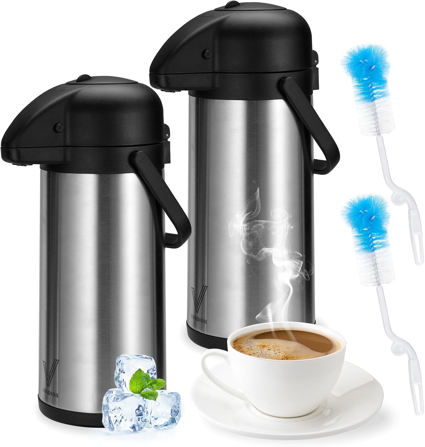 Coffee Carafe for Keeping Hot - 102oz/3L Airpot Coffee Dispenser with Pump - Insulated Stainless Steel Hot Beverage Dispenser for Parties - Thermal Carafe for Hot Drinks Water Tea Chocolate