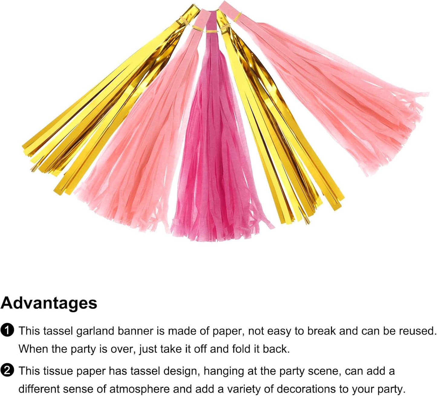 MECCANIXITY 15Pcs Light Blue Tassel Garland Banner with Rope Tissue Paper Tassels Party DIY Kits for Anniversary Wedding Birthday Party