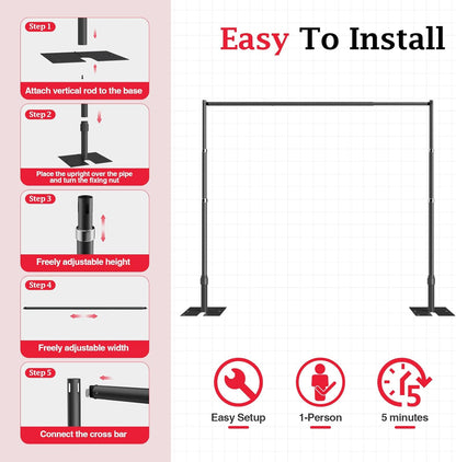 EMART 10x10ft Heavy Duty Backdrop Stand Kit, Adjustable Pipe and Drape Photo Booth Frame for Wedding, Party, Christmas, Birthday Decorations