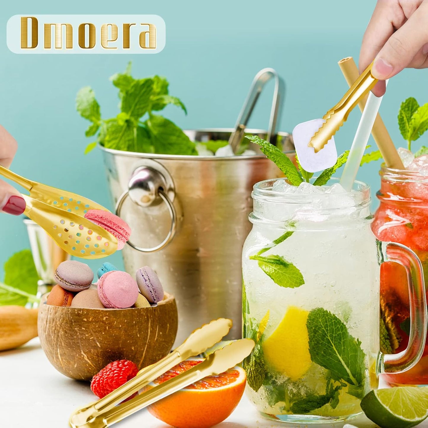 12 Pack Premium Small Serving Tongs, Dmoera Mini Stainless Steel Appetizer Tongs, 5Inch,5.2Inch(12.7cm)