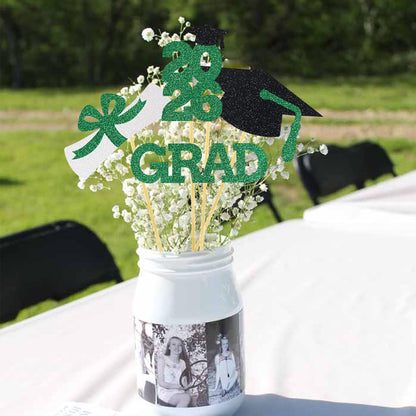 Green Graduation Centerpiece Grad Party Decorations Glitter Sticks Class of Supplies 16 Pieces