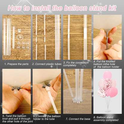 6 Sets Balloon Sticks with Base for Table Balloon Stand Kit Balloon Stands with Base for Floor Balloon Arch Stand with Base Balloon Stands for Table Baby Shower Birthday Wedding Party Decorations