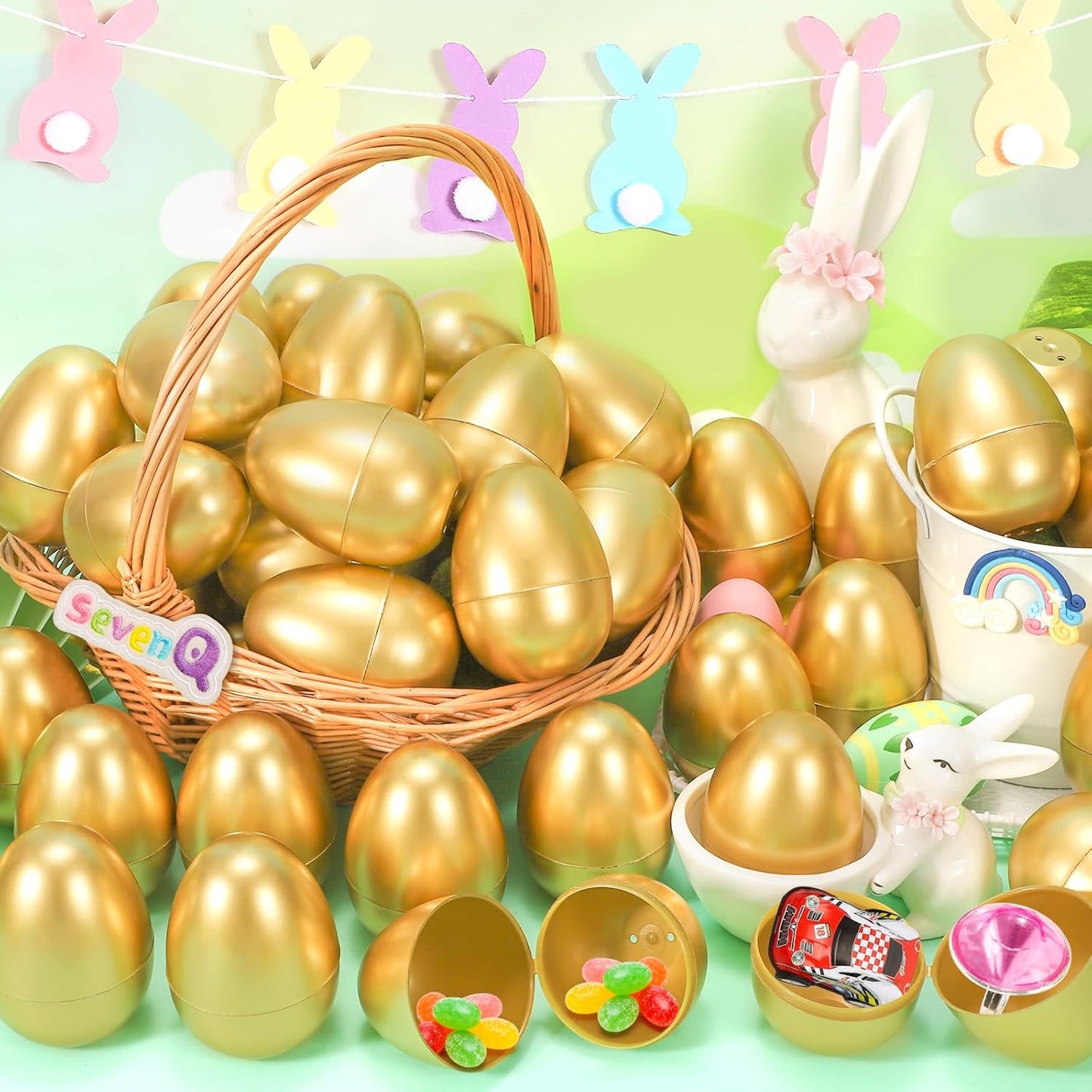 SevenQ Toy Cars Easter Basket Stuffers 24 Pcs, Prefilled Easter Egg Fillers Race Car Party Favors for Kids Birthday Goodie Bag Treasure Box Toys for Classroom Treat Prizes Pinata Egg Hunt Supplies