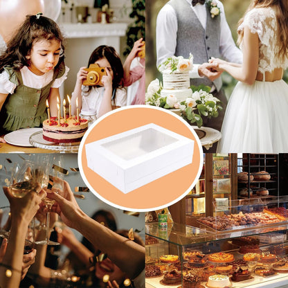 14x10x4 Inches 10 Pack Cake Boxes with Cake Boards,White Bakery Boxes for Quarter Sheet Cakes,Cupcakes,Donuts,Brownie&Pie