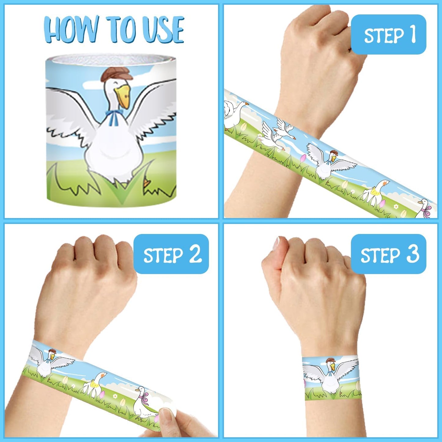48 PCS Silly Goose Slap Bracelets, Funny Silly Goose Party Favors Supplies Birthday Party Decorations Gifts Goodie Bag Fillers for Classroom Rewards
