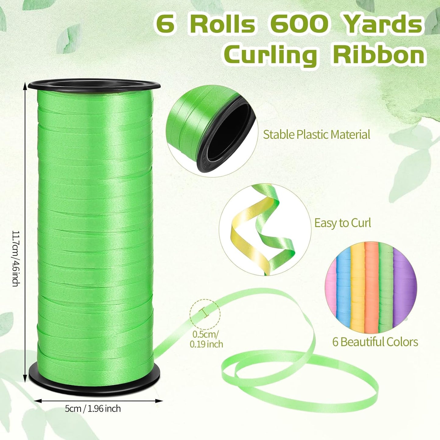 woric 6 Rolls Curling Ribbon Spring Easter Ribbon 1800 Feet Colorful Balloon String Ribbons 1/5 Inch Thin Ribbons for Arts Crafts Spring Mothers Day Graduation Wedding Birthday Party Gift Wrapping