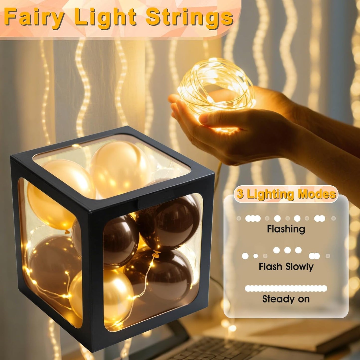 Ledido Transparent Balloon Boxes, Clear Balloon Boxes with 5 Pcs String Lights and 78 Letters for Baby Shower Gender Reveal 2026 New Year Grad Party Birthday Anniversary Bridal Decor - 5 White Boxes