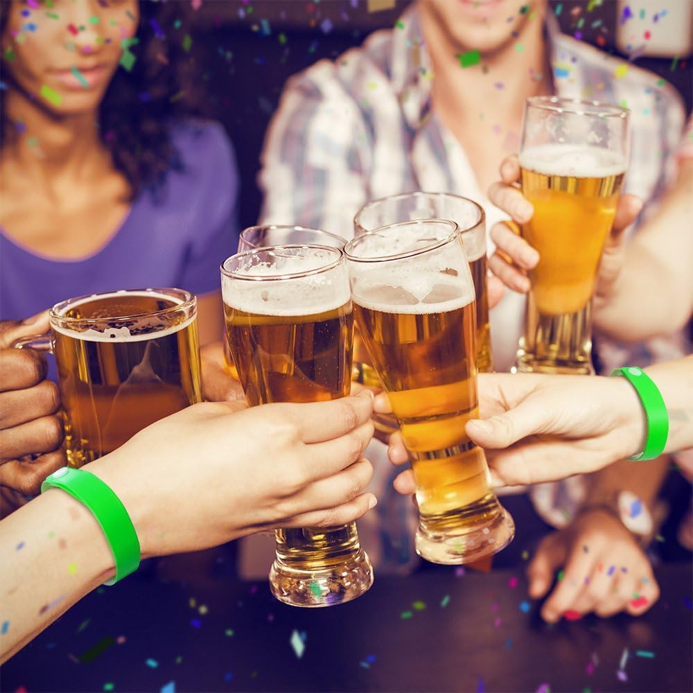 Ouchan Plastic Event Wristbands Neon Green- 100 Pack Vinyl Wristbands for Party