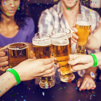 Ouchan Plastic Event Wristbands Neon Green- 100 Pack Vinyl Wristbands for Party