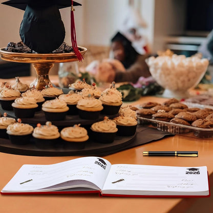 Frienda 2026 Graduation Guest Book Leather Guest Sign in Book with Pen Graduation Party Favors Congratulation Graduates Signature Books(Class of 2026,Black, Gold)