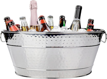 BREKX Galvanized Beverage Tub for Parties, Oval Drink Bucket with Handles, Colt Copper Finish Wine Cooler Bucket for Home Bar (15-Quarts, 16-Bottles), Long-Lasting for Years of Celebrations