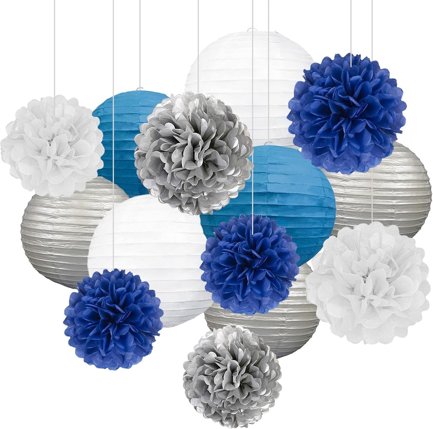18 PCS Tissue Paper Pom Poms, Tissue Pom Poms Flowers, Sizes of 6", 10", 12", 14" Hanging Paper Flower Ball for Wedding, Birthday, Halloween, Christmas, Baby Shower Party Decor (Red Black Gold)