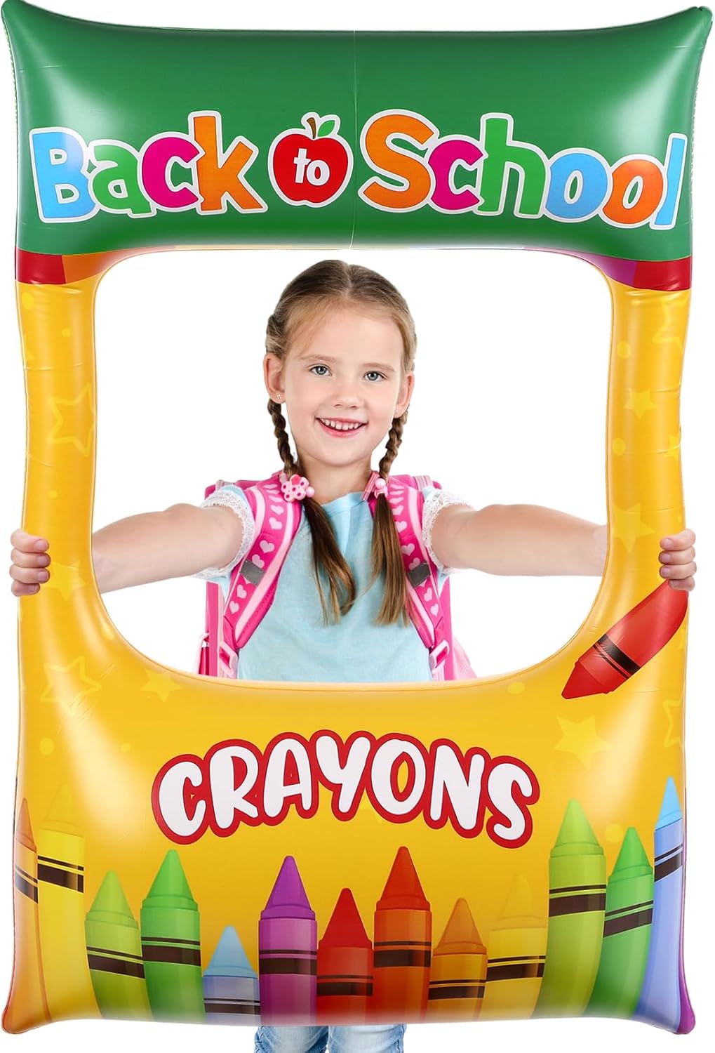 Back to School Decorations Inflatable Balloons Photo Booth Props Frame 40'' Apple Photo Props Pencil Selfie Frame Welcome First Day of School Picture Selfie for Party Decoration(Apple)