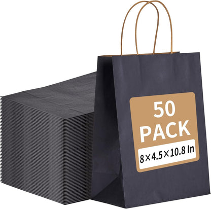 RACETOP 32 Pack Small Paper Gift Bags with Handles, 5.8"×3.2"×8.25" Kraft Paper Party Favor Bags Bulk for Kids Birthday, Baby Shower, Crafts, Wedding, Party Supplies (8 Colors)