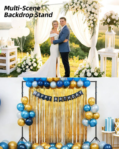 Hemmotop Backdrop Stand 10x8ft (WxH), Photography Background Stand for Parties, Adjustable Photo Backdrop Stands Kit for Wedding, Photo Booth, Party, Decoration, Balloon, Projector Screen