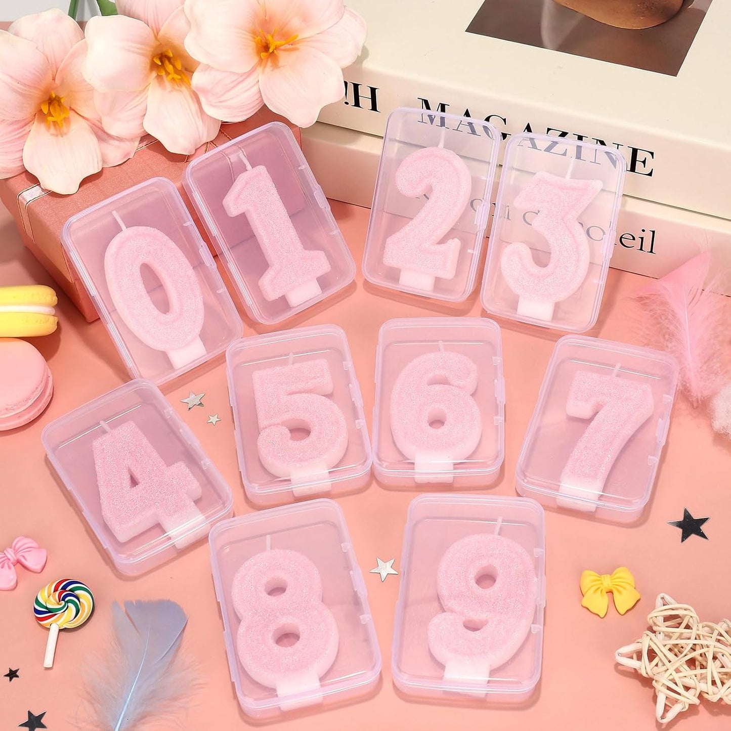 Cute Number 3 Birthday Candle, Glitter Pink Number Candles, Birthday Cake Topper Decoration, Party Supplies Anniversary Celebrations