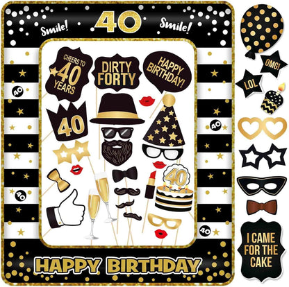 40th Birthday Inflatable Photobooth Selfie Frame & Props Set for Pictures & Decorations Giant Selfie Blow Up Photo Booth Picture Frame Photo Props Decor for 40 Years Old Birthday Party Supplies