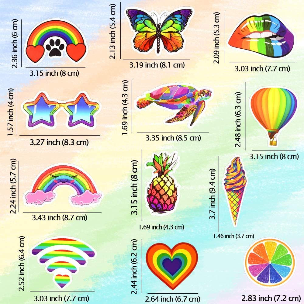 QTL Neon Stickers for Teens & Students Prizes, Waterproof Vinyl Party Favor Stickers, School Rewards, Water Bottle and Laptop, 50PCS - Colors A