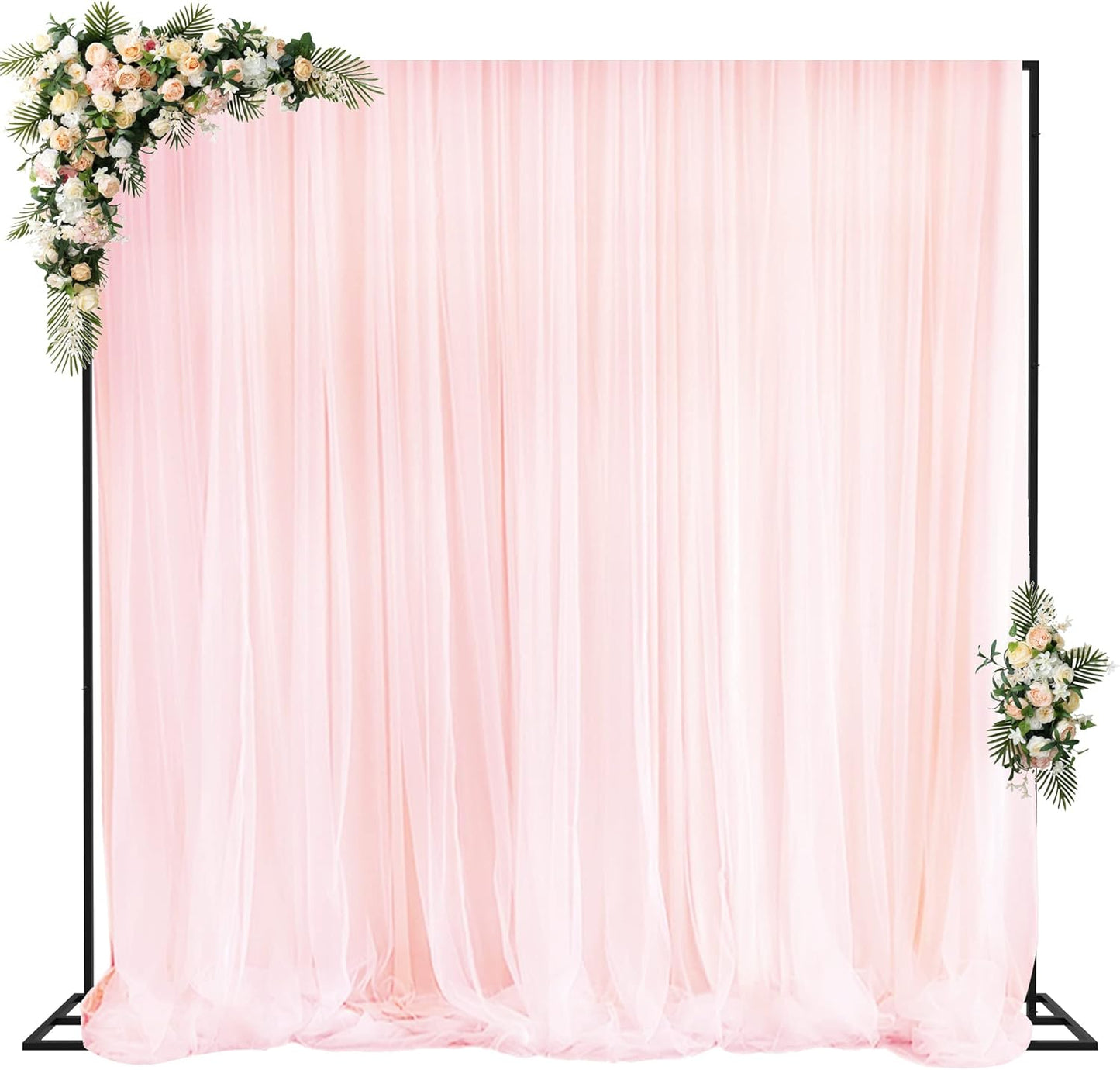 Fomcet 10FT x 10FT Backdrop Stand Heavy Duty with Base, Gold Portable Adjustable Pipe and Drape Kit, Square Metal Arch Party Frame for Wedding Birthday Parties Banquet Decorations