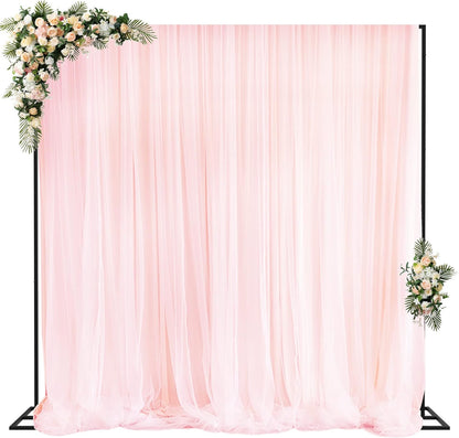 Fomcet 10FT x 10FT Backdrop Stand Heavy Duty with Base, Gold Portable Adjustable Pipe and Drape Kit, Square Metal Arch Party Frame for Wedding Birthday Parties Banquet Decorations