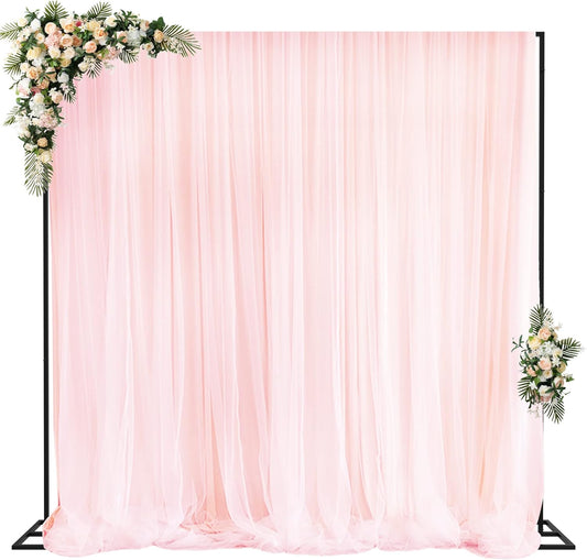 Fomcet 10FT x 10FT Backdrop Stand Heavy Duty with Base, Gold Portable Adjustable Pipe and Drape Kit, Square Metal Arch Party Frame for Wedding Birthday Parties Banquet Decorations