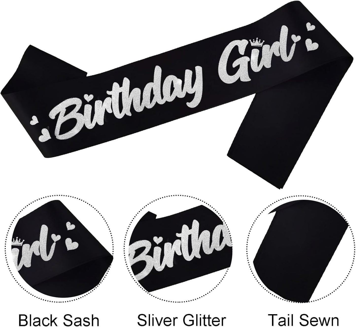 ‘Birthday Girl' Birthday Sash Royal Blue with Glitter Silver Letters Birthday Sash for Women, Sweet 16, 18th 21st B-day Sash