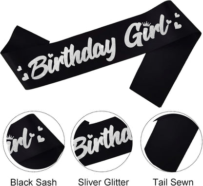 ‘Birthday Girl' Birthday Sash Royal Blue with Glitter Silver Letters Birthday Sash for Women, Sweet 16, 18th 21st B-day Sash