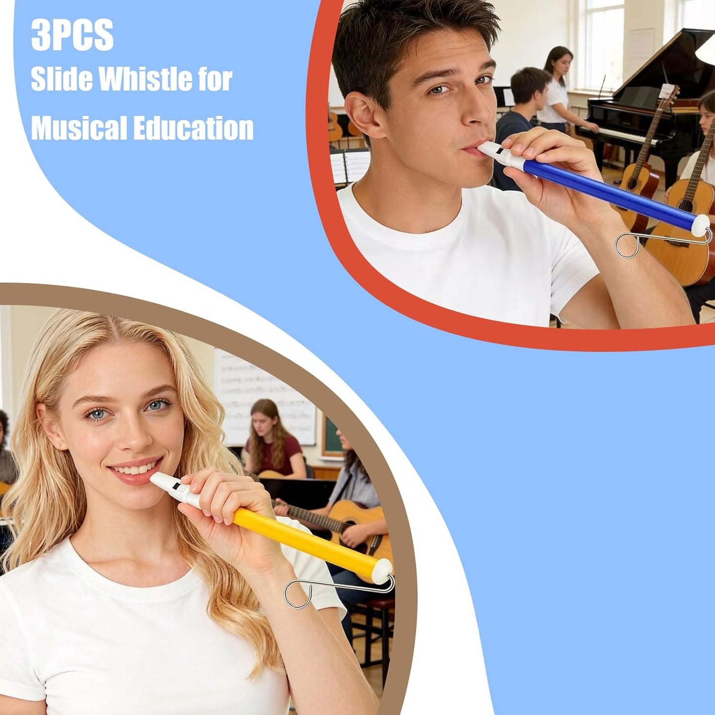3 PCS Slide Whistle, Musical Instrument Sliding Whistles or Speech and Oral Muscle Training, Educational Games, Birthday Gifts, Party Favors Supplies Blow Noisemakers Loud Sound Cheer