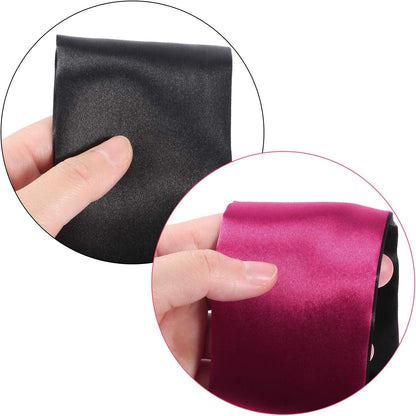 Hestya 2 Pack Sleeping Mask Satin Eye Mask (Black Red) Blindfold, 150 cm