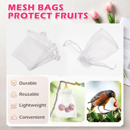 ANZNKU 50PCS White Organza Bags 3x4, Small Gift Bags Bulk for Sachet Jewelry Candy Treat, Mini Mesh Bag Drawstring for Wedding Bridal & Baby Shower, Party Favor Bag for Easter Mothers Day Birthday