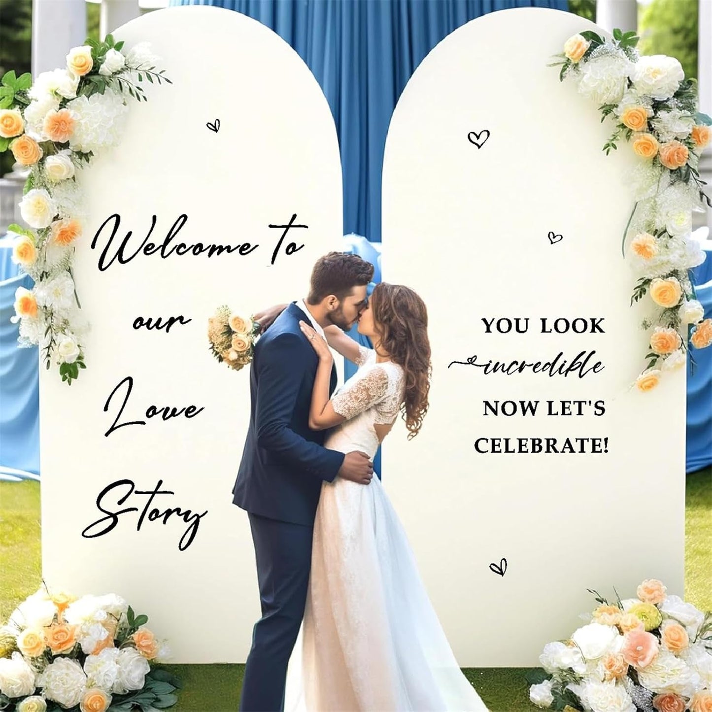 Custom Name Welcome to Our Wedding Signs Personalized Wedding Mirror Decals Selfie Mirror Decal for Wedding Entry Reception Display Golden Date Marriage DIY Vinyl Lettering Welcome Party Decoration