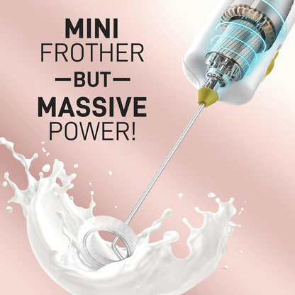 Zulay Kitchen Powerful Milk Frother AA Batteries Included – Ultra Fast Handheld Drink Mixer with Stainless Steel Whisk Stirrer for Coffee, Protein, Matcha & More, Frother Wand Electric Frothmate Black - Colors E