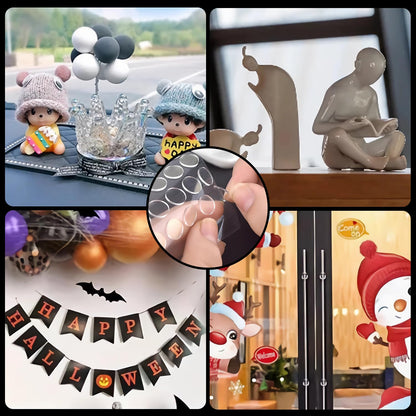 500 Pcs Double Sided Sticky Dots Clear Removable Adhesive Putty - Poster Putty, Sticky Tack, Sticky Dots for Wall Hanging, Balloons, Crafts, Festival Party Decorations (0.31" X 0.51")