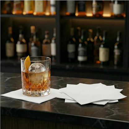 AH AMERICAN HOMESTEAD Cocktail Napkins-Disposable Beverage/Bar Napkins-White Linen-Like Square Napkins-Eco-Friendly & Compostable-Everyday Use, Party or Wedding 4.75inch x 4.75inch (100 Count, White)