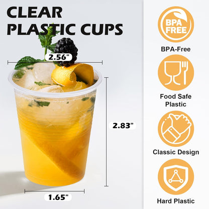 Clawsoff 500 Pack 9 oz Plastic Cups, Disposable Drinking Cups, Water Cups Plastic Clear Cups for Party, Wedding, Graduation, Travel, Holiday, Events, Birthday,Cold,Hot