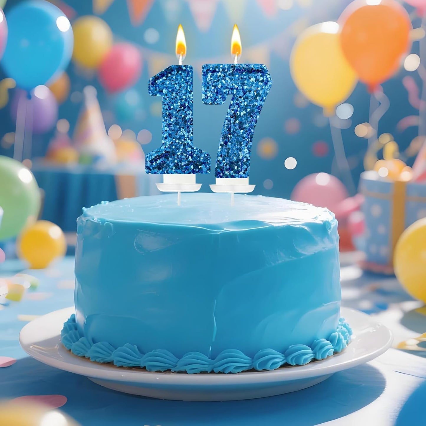 Birthday Number Candles, Glitter Number Candle Cake Decorations with Sequins, Cupcake Decorations for Girls, Women, Party Anniversary Celebrations (Number 6, Purple)