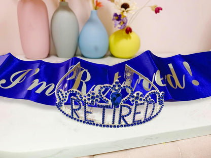 JETKONG Retirement Party Decorations Retired Tiara/Crown, Retired Sash for Women Retirement Gifts, Retirement Party Supplies, Gifts, Favors (Rose Gold)